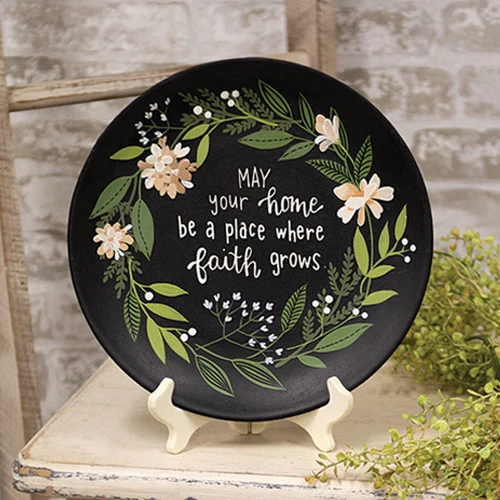 May Your Home Be a Place Where Faith Grows Wooden Plate - Image 2