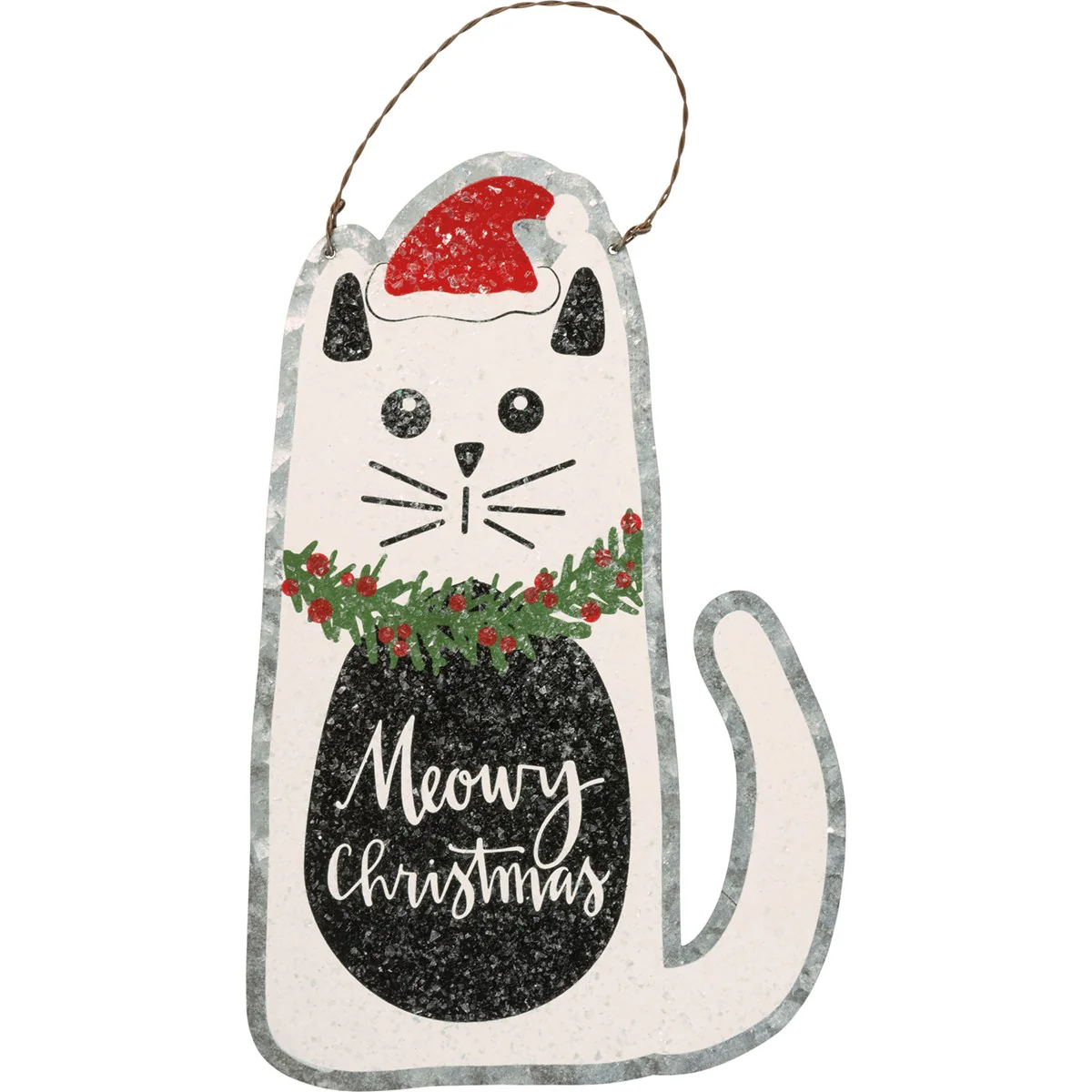 ๐ Meowy Christmas Metal Cat Ornament