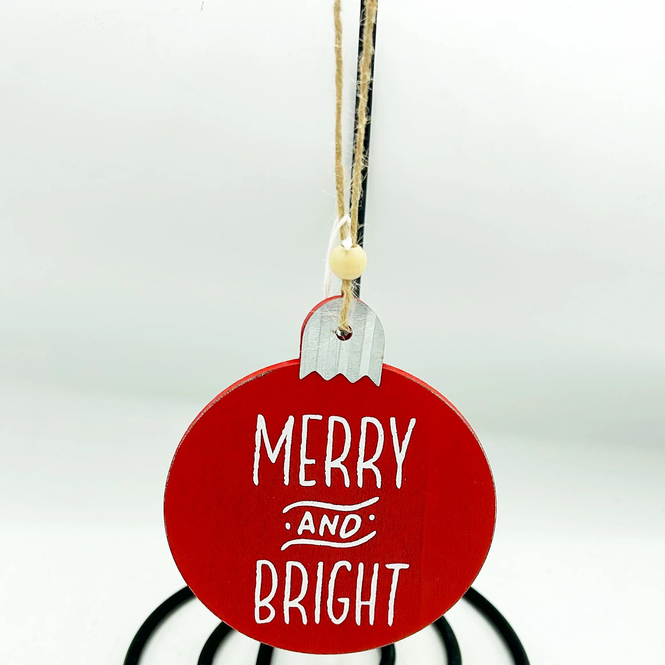 ๐ Merry and Bright Wooden Ornament
