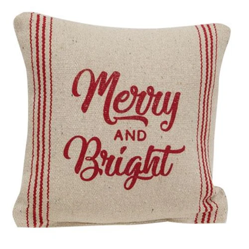 Merry & Bright Red Striped 10" Accent Pillow - Image 2
