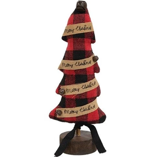 Merry Christmas Buffalo Check Fabric Tree 11" H