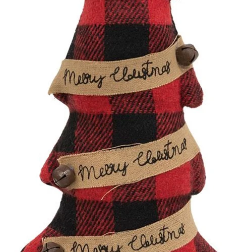 Merry Christmas Buffalo Check Fabric Tree 11" H - Image 2