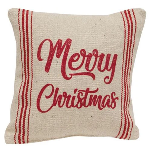 ๐ Merry Christmas Red Striped 10" Accent Pillow - Image 2
