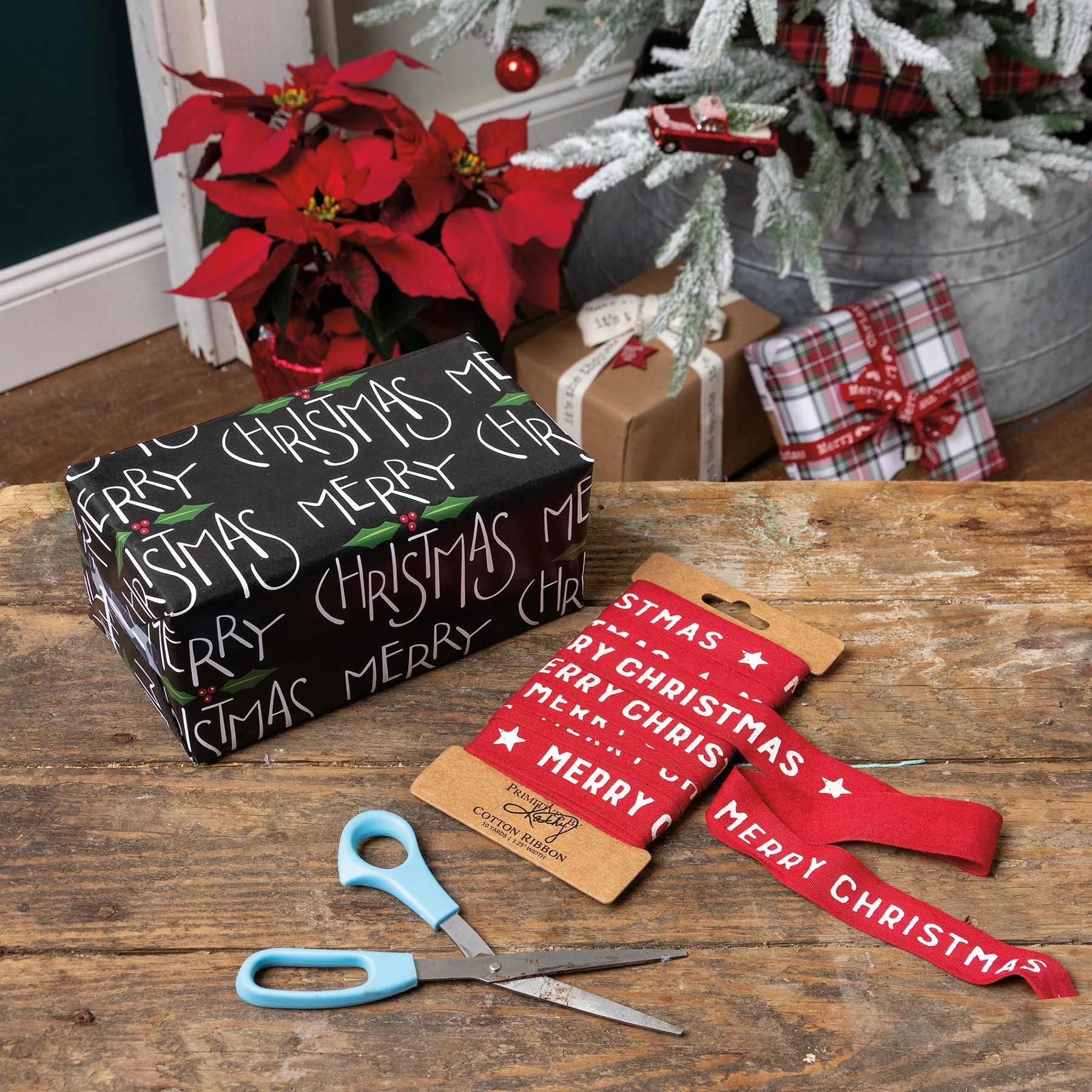 Merry Christmas Star Ribbon 10 yards - Image 2