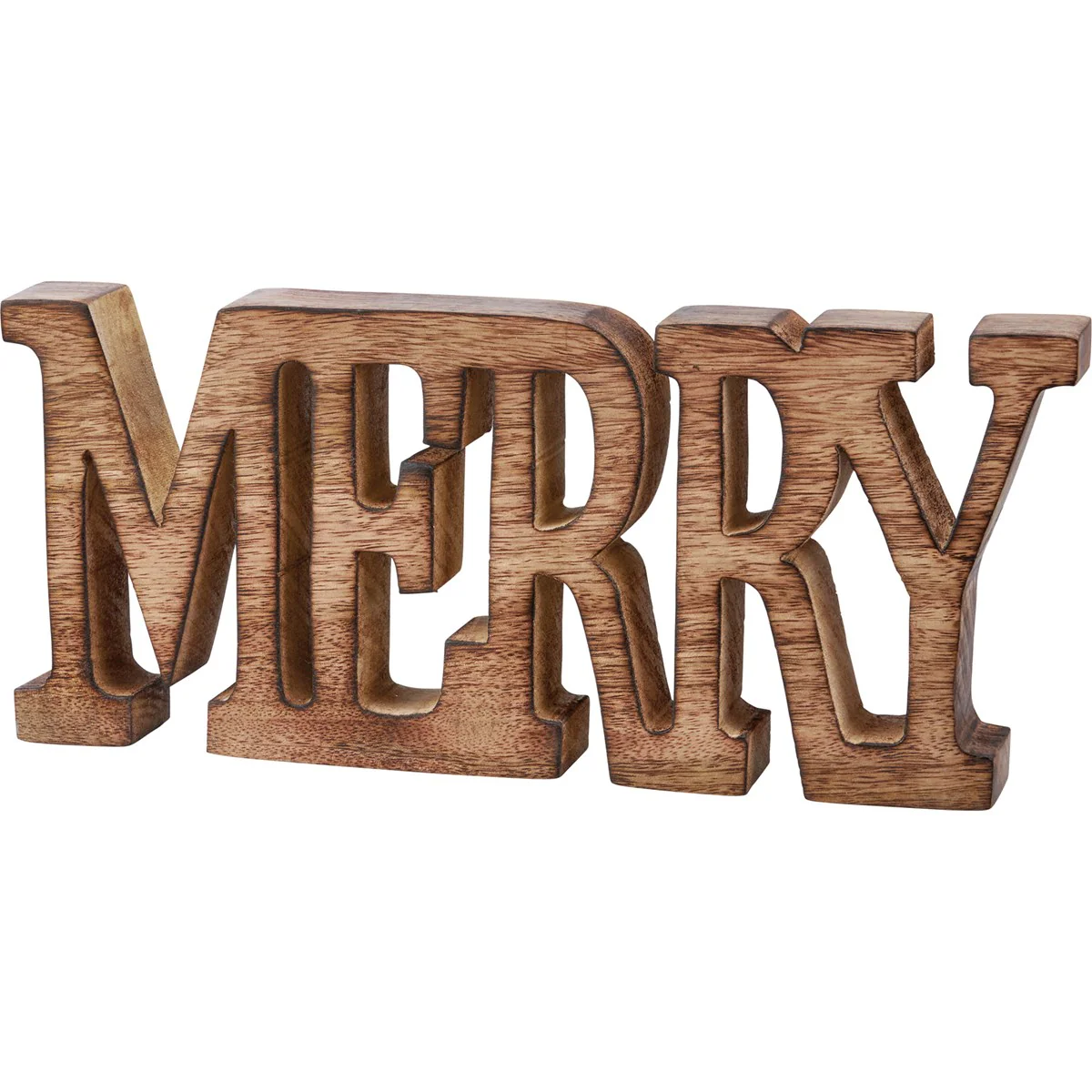 💙 Merry Natural Wood 26" Chunky Shelf Sitter Sign