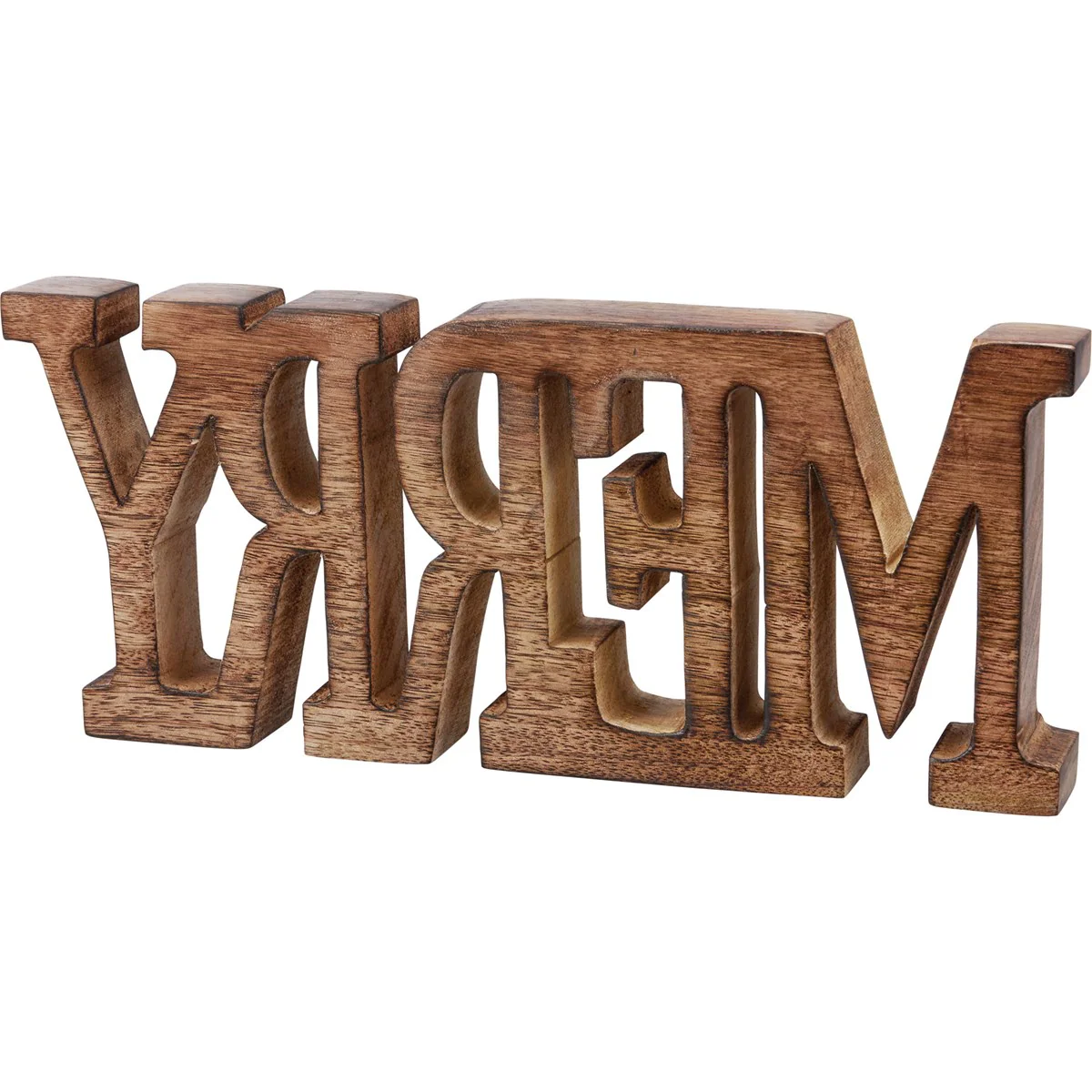 💙 Merry Natural Wood 26" Chunky Shelf Sitter Sign - Image 2