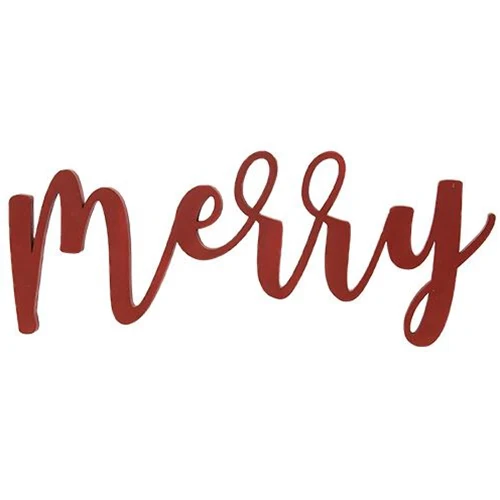 ๐ Merry Red Wood 18" Hanging Script Sign - Image 2