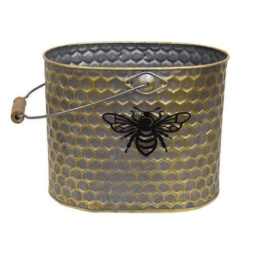 Metal Oval Honeycomb Bee Buckets With Handles - Image 2