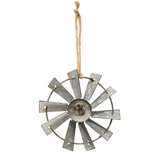 ๐ Metal Windmill Ornament with Jute Hanger
