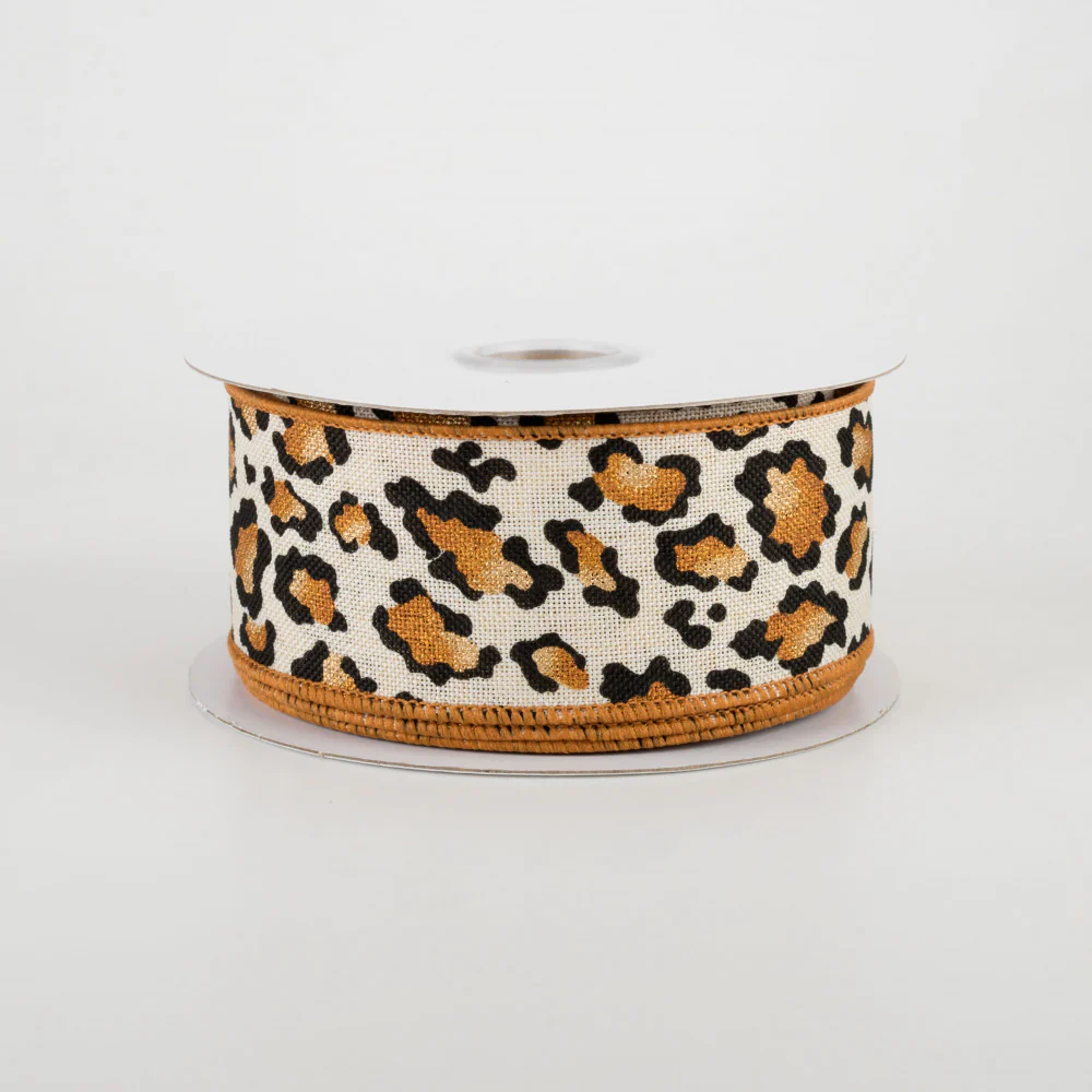 💙 Metallic Animal Print Cream Ribbon 1.5" x 10 yards - Image 2
