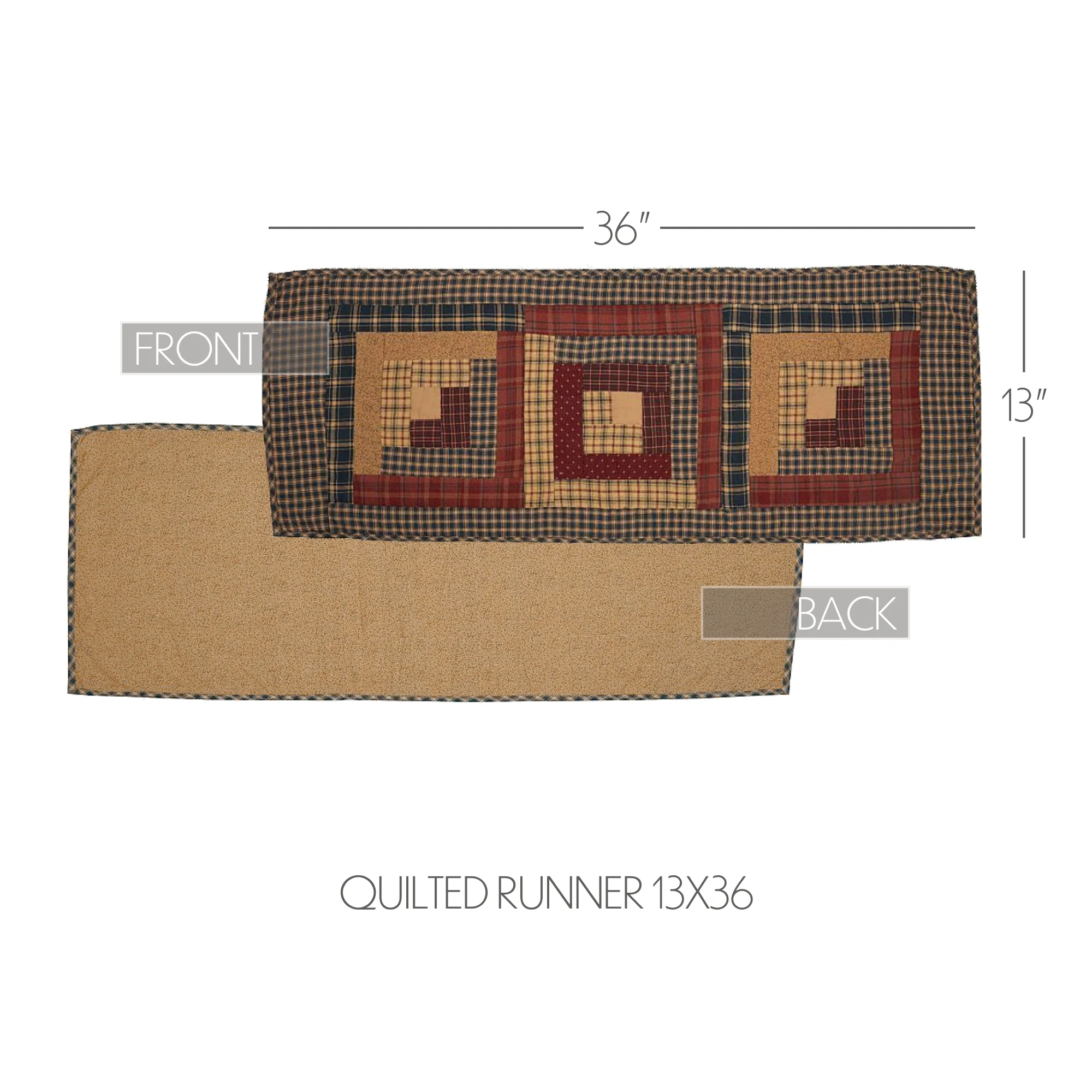 ๐ Millsboro Log Cabin Block Quilted 36'' Table Runner - Image 2