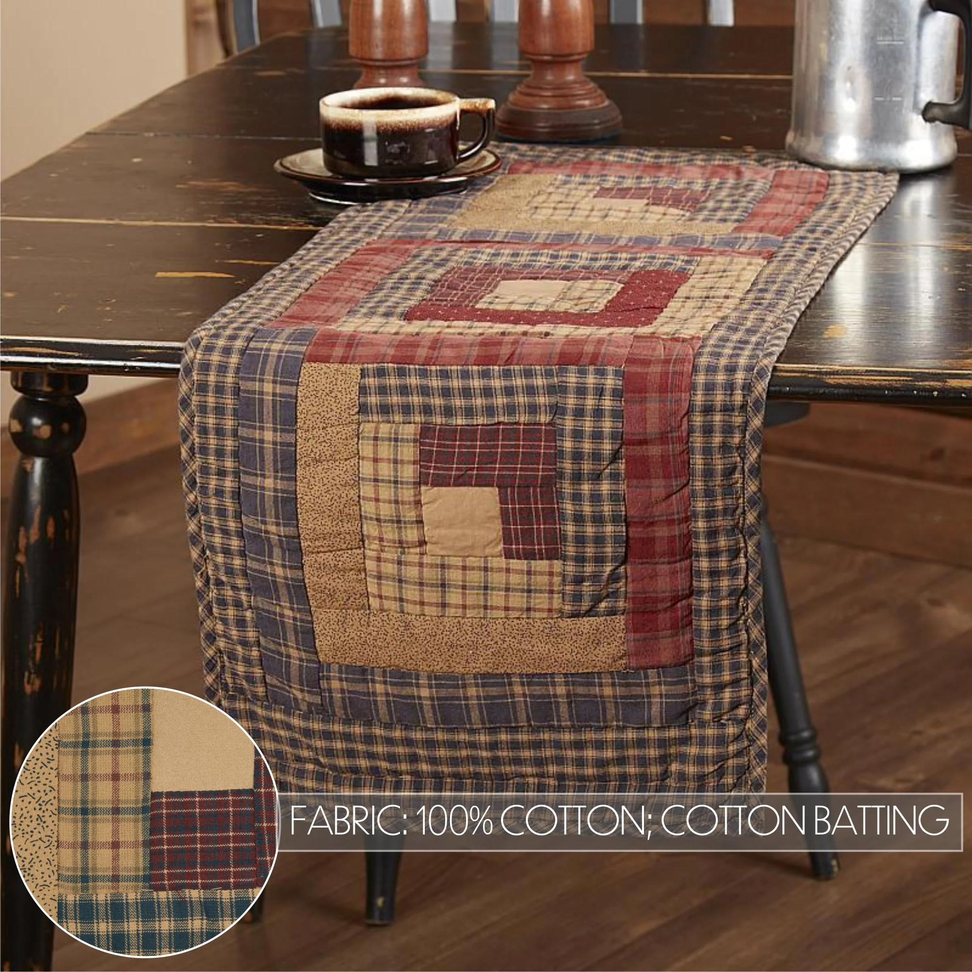 ๐ Millsboro Log Cabin Block Quilted 36'' Table Runner - Image 5