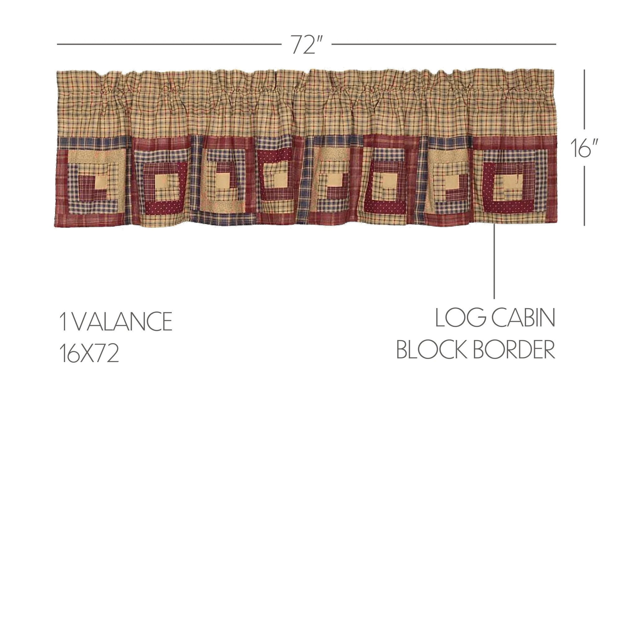 Millsboro Valance Log Cabin Block Border 16'' x 72'' - Image 3