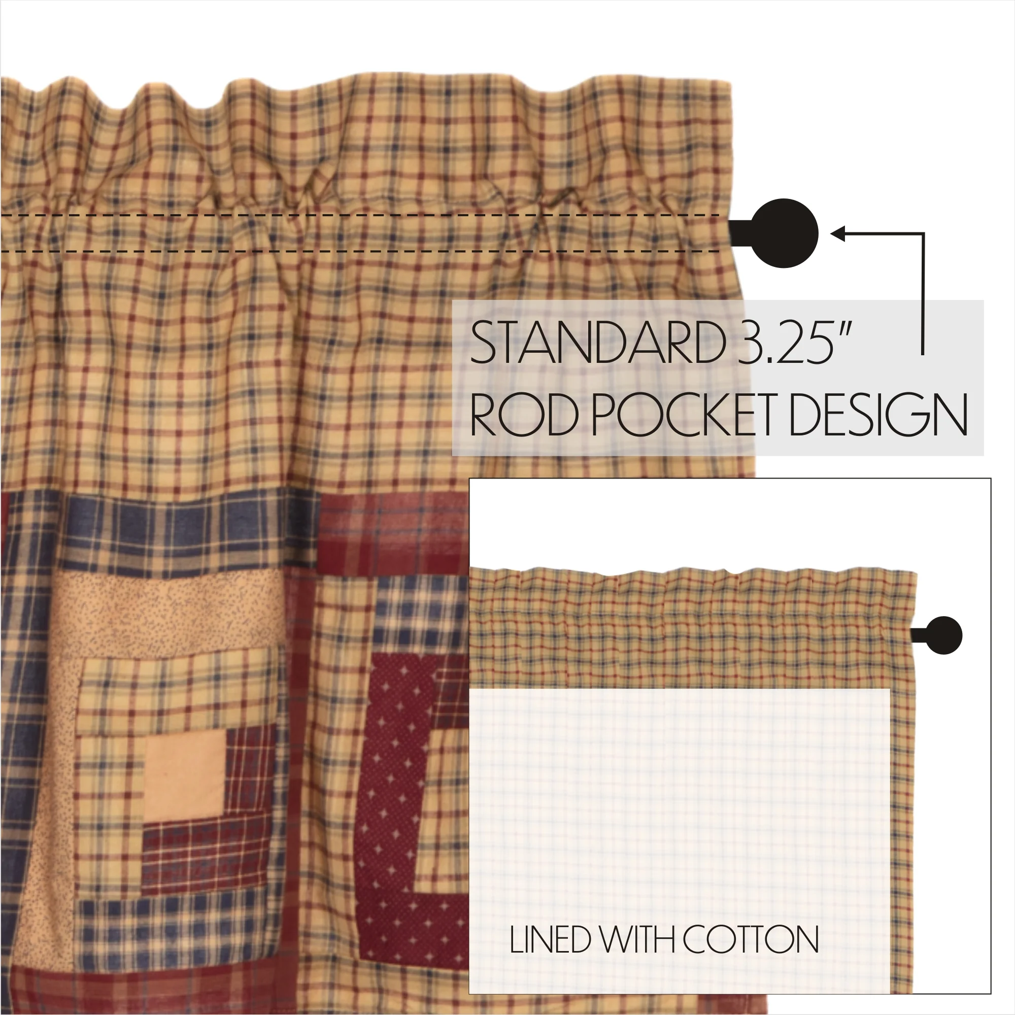 Millsboro Valance Log Cabin Block Border 16'' x 72'' - Image 4