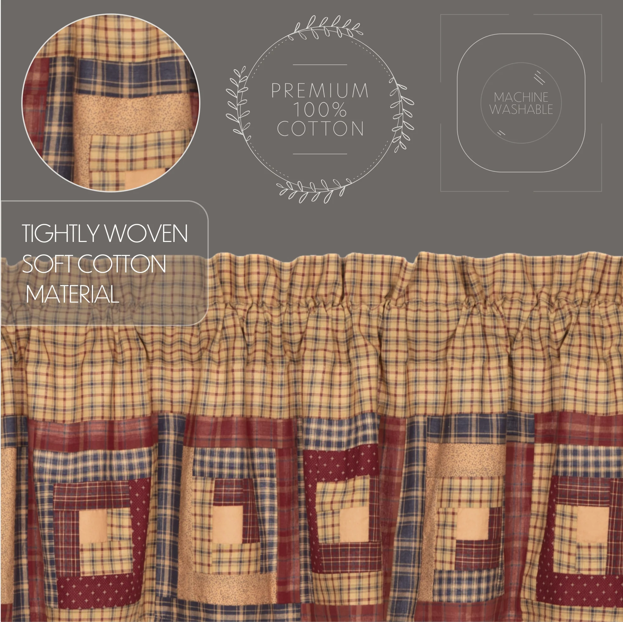 Millsboro Valance Log Cabin Block Border 16'' x 72'' - Image 5