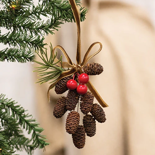 Mini Birchcones, Berries, & Pine Ribbon Hanger