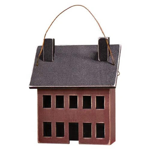 ๐ Mini Burgundy Saltbox House Ornament
