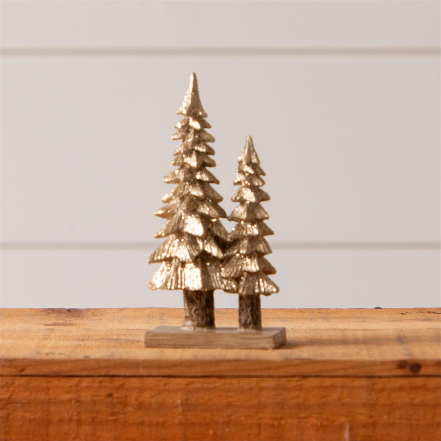 Mini Gold Rustic Resin Trees 5" H