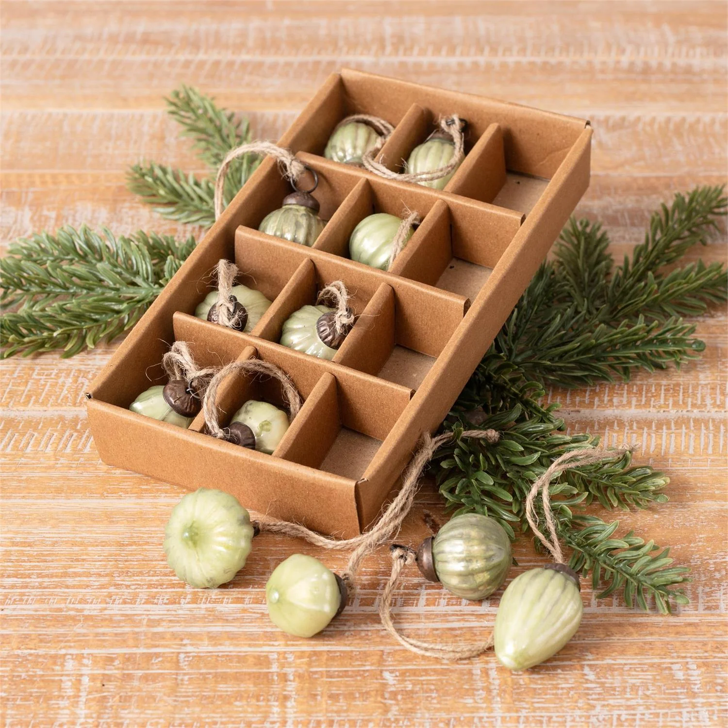 💙 Mini Green Glass Ornaments Box of 12 - Image 2