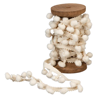 Mini Pom-Pom Cream 9 ft Garland