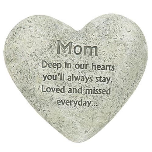 Mom Deep in Our Hearts Cement Heart Memorial