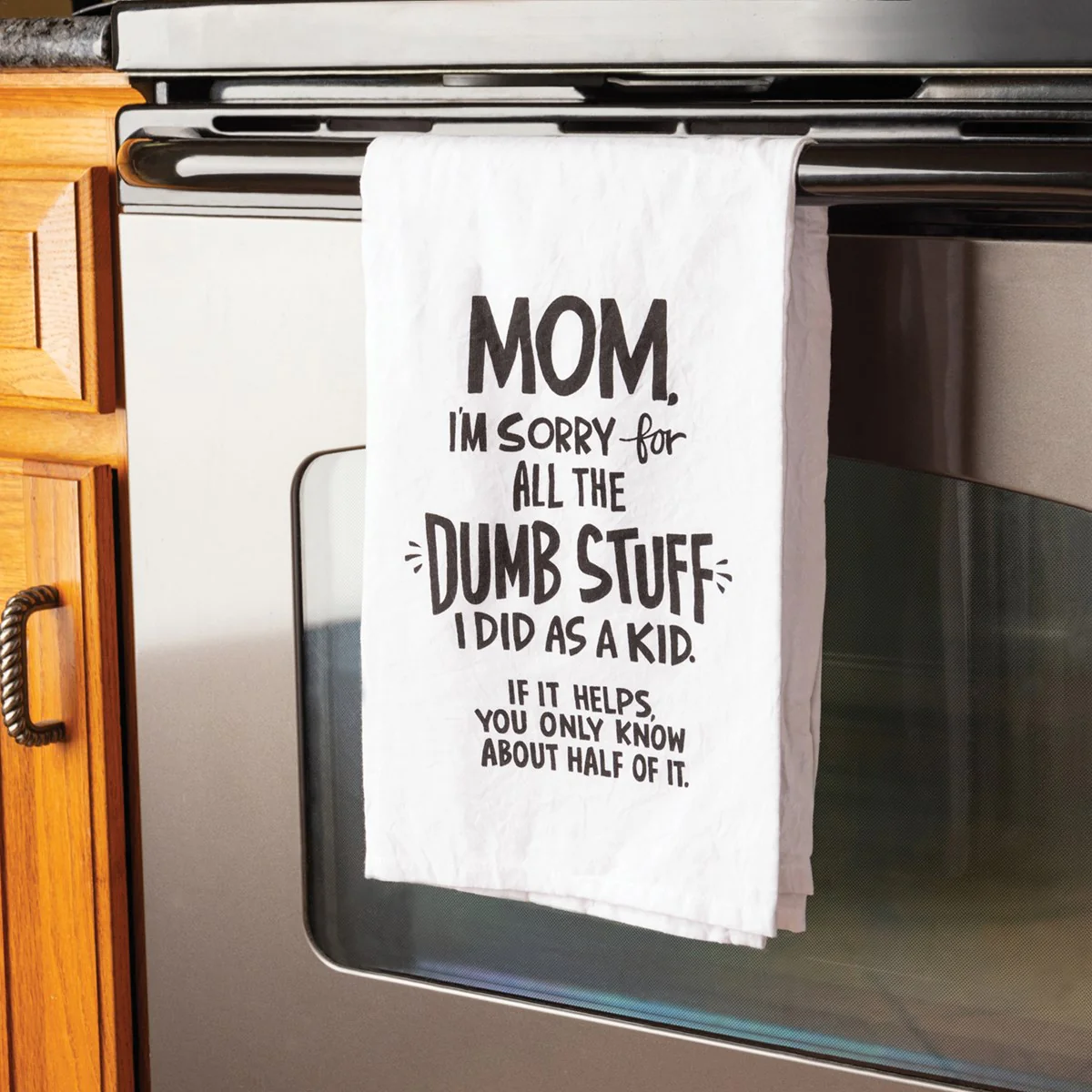 Mom Sorry For The Dumb Stuff I Did As A Kid Kitchen Towel - Image 2