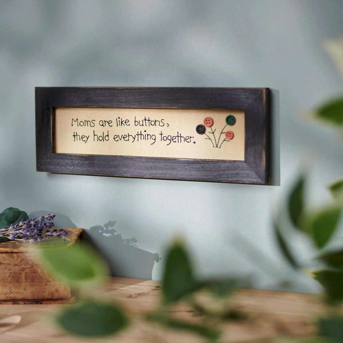 Moms Are Like Buttons Wooden Framed Stitchery Sign - Image 2