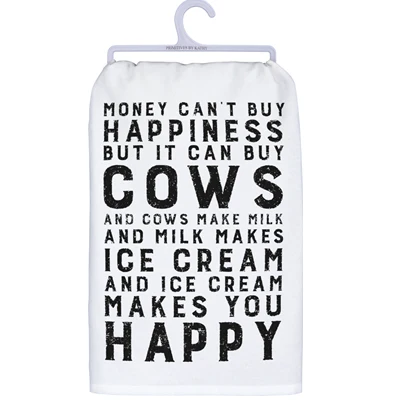 ๐ Money Can't Buy Happiness But it Can Buy Cows Dish Towel