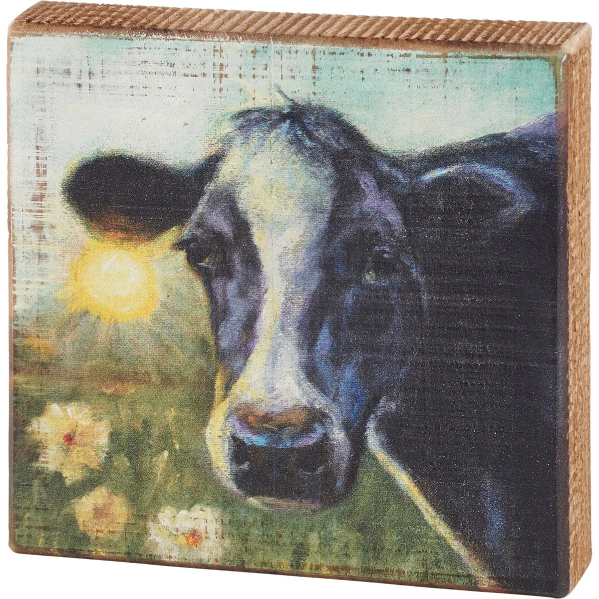 💙 Morning Cow 6" Wooden Block Sign