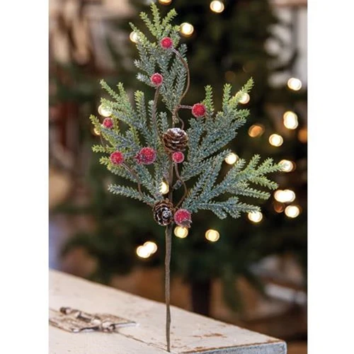 💙 Mountain Pine with Berries 14" Faux Spray