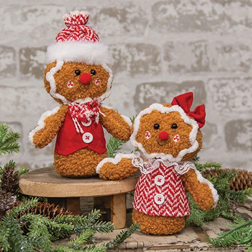 Mr and Mrs Gingerbread Plush Sitters