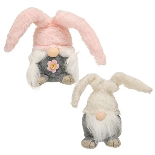 Mr and Mrs Mini Fuzzy Bunny Fabric Gnomes - Image 2