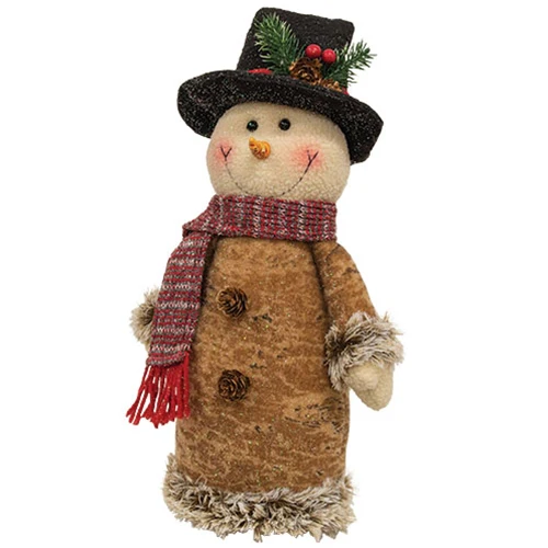 Mr and Mrs Woodsy Tree Snowman Fabric Figures - Image 3