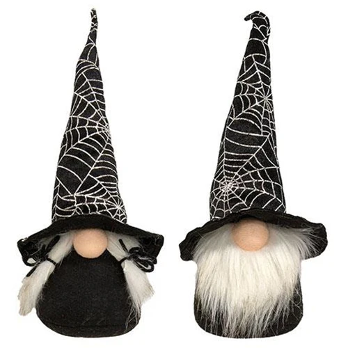 Mr & Mrs Foil Spider Web Gnome Figures