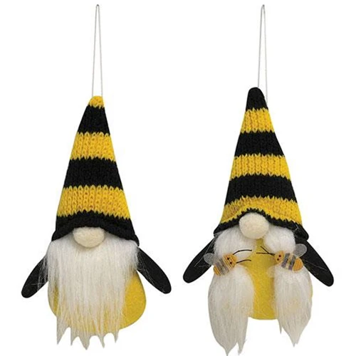 Mr & Mrs Gnome Bee Plush Ornaments