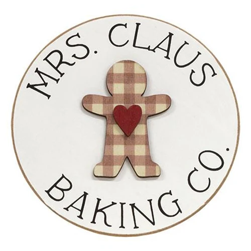๐ Mrs. Claus Baking Co 4" Circle Easel Sign