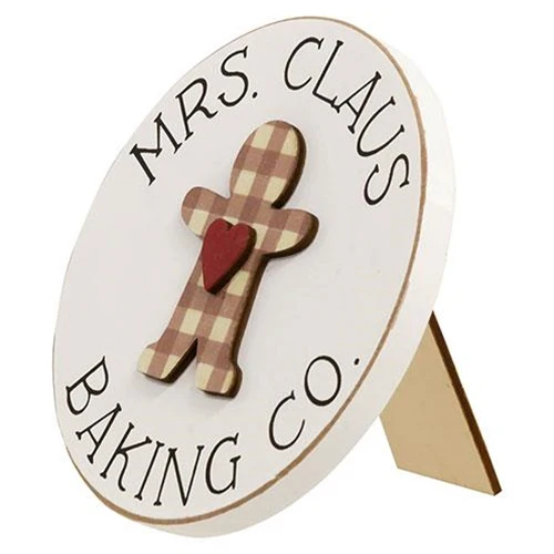 ๐ Mrs. Claus Baking Co 4" Circle Easel Sign - Image 2