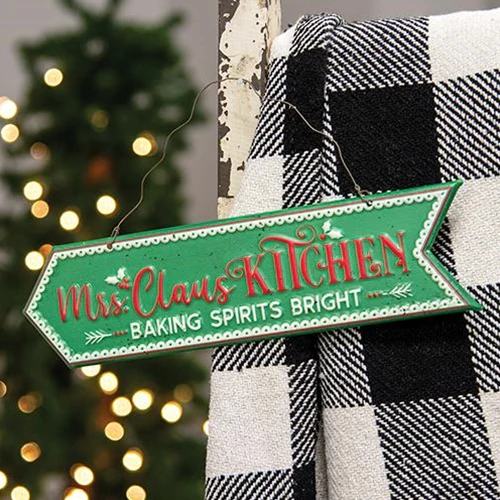 Mrs Claus Kitchen 10.5" Metal Hanging Sign