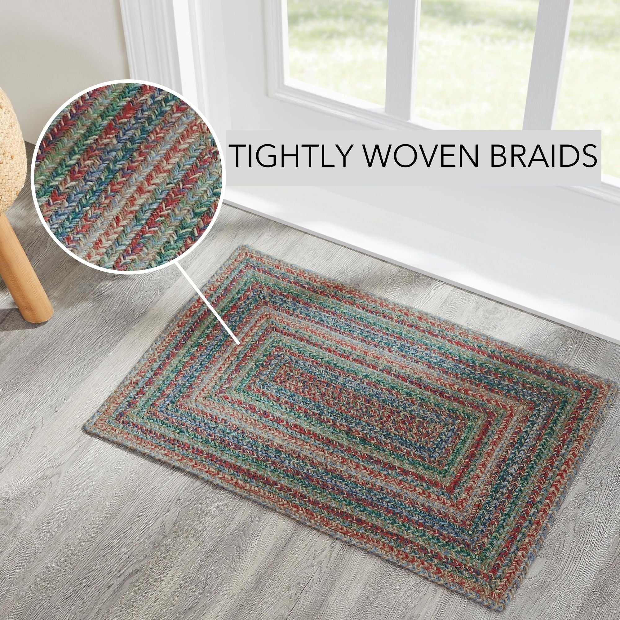 Multi Colored 30" Rectangle Jute Rug - Image 2