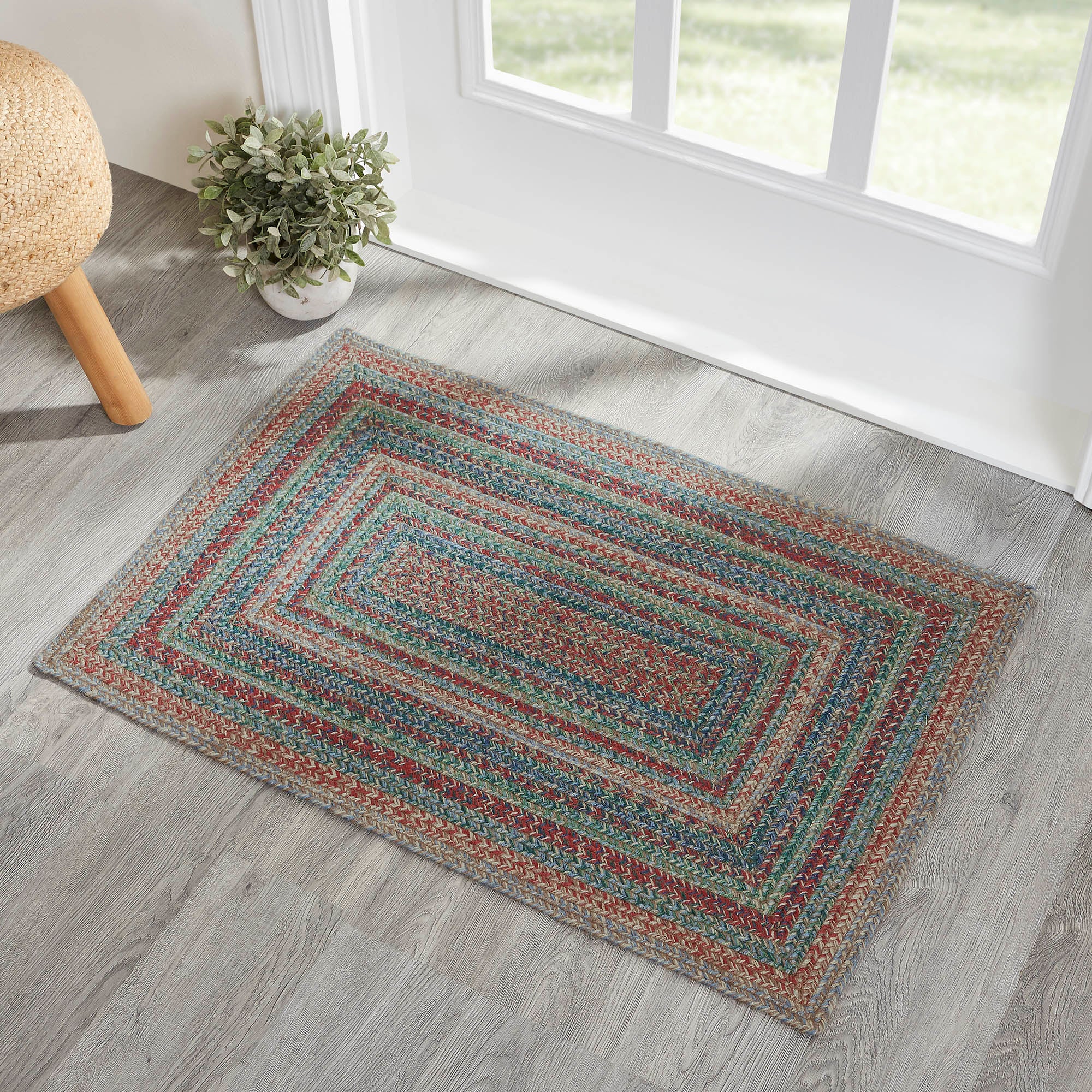 Multi Colored 36" Rectangle Jute Rug
