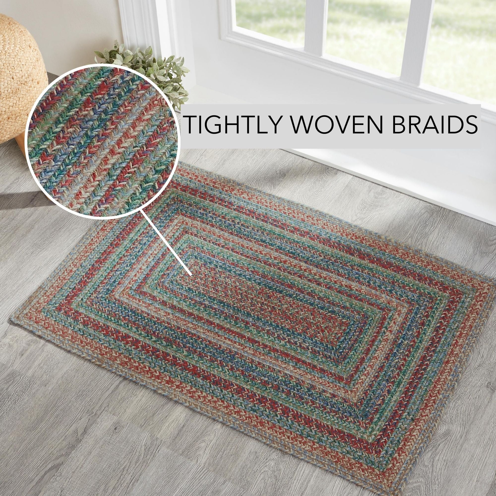Multi Colored 36" Rectangle Jute Rug - Image 4