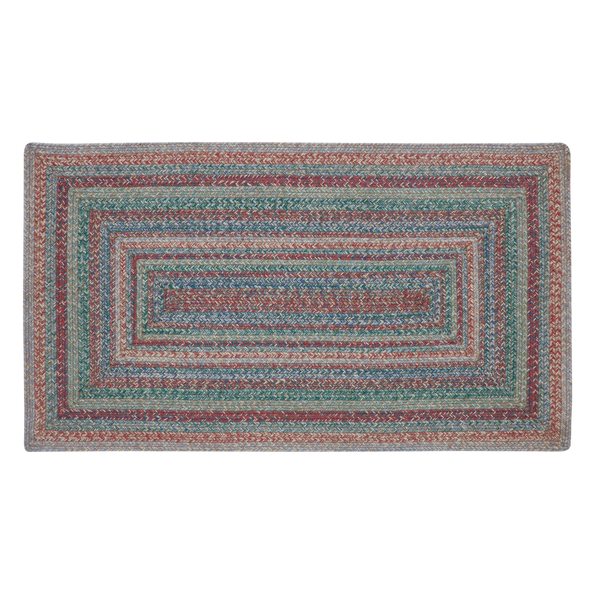 Multi Colored 48" Rectangle Jute Rug with Pad - Image 2