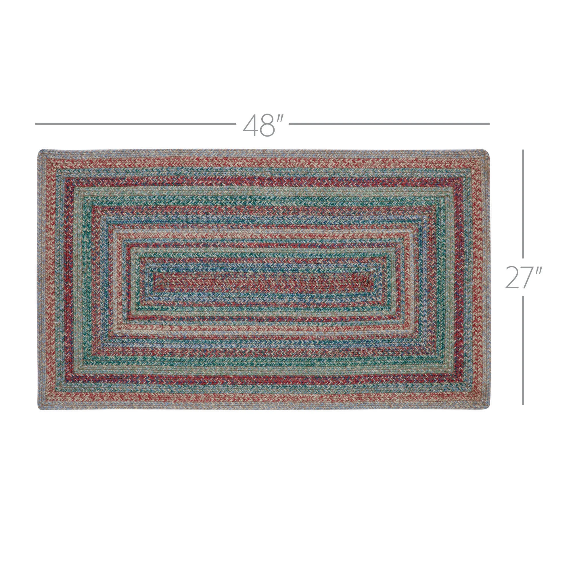 Multi Colored 48" Rectangle Jute Rug with Pad - Image 4