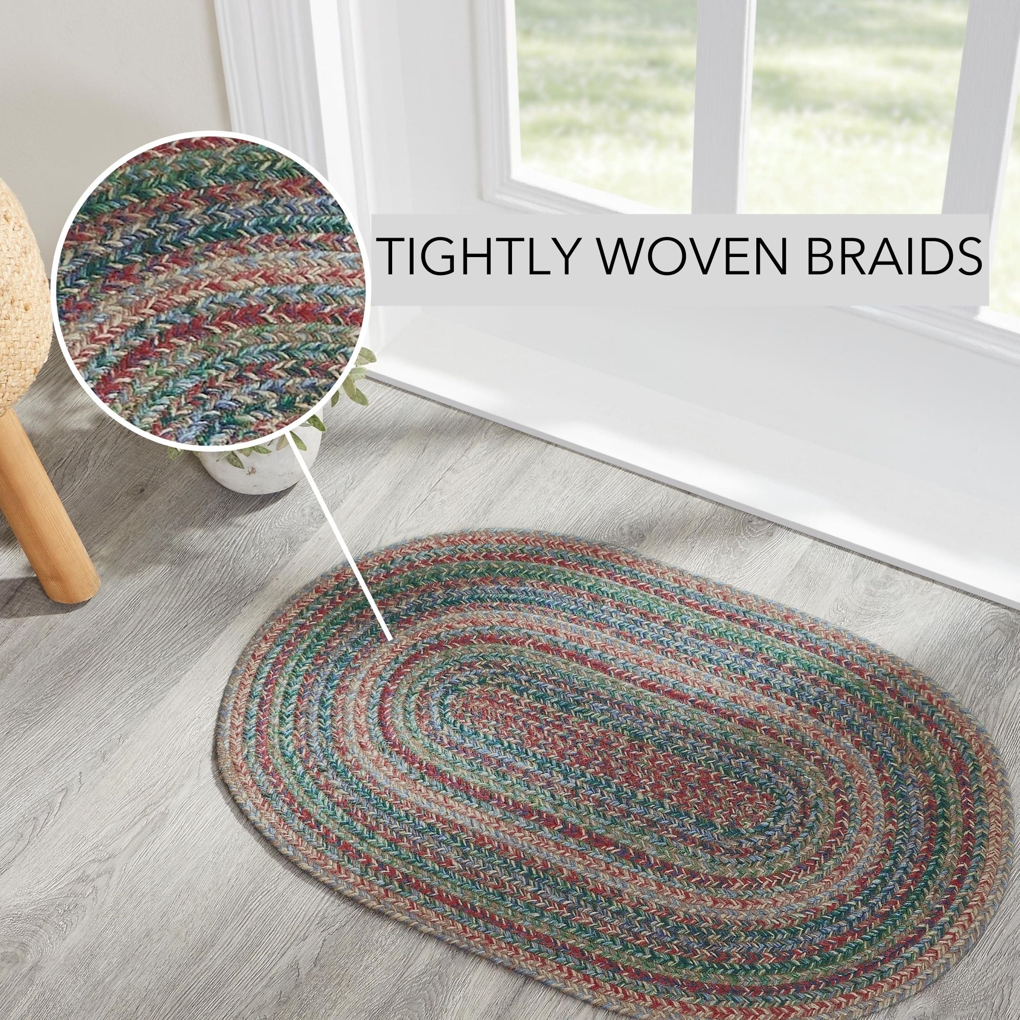 Multi Colored Jute 30" Oval Rug - Image 3