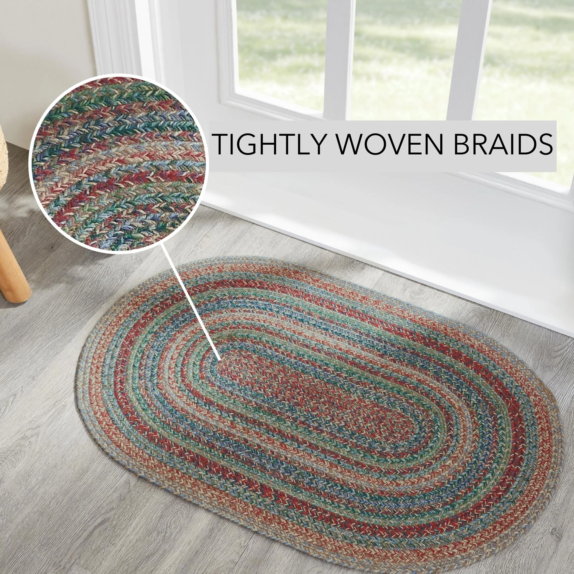 Multi Colored Jute 36" Oval Rug - Image 3