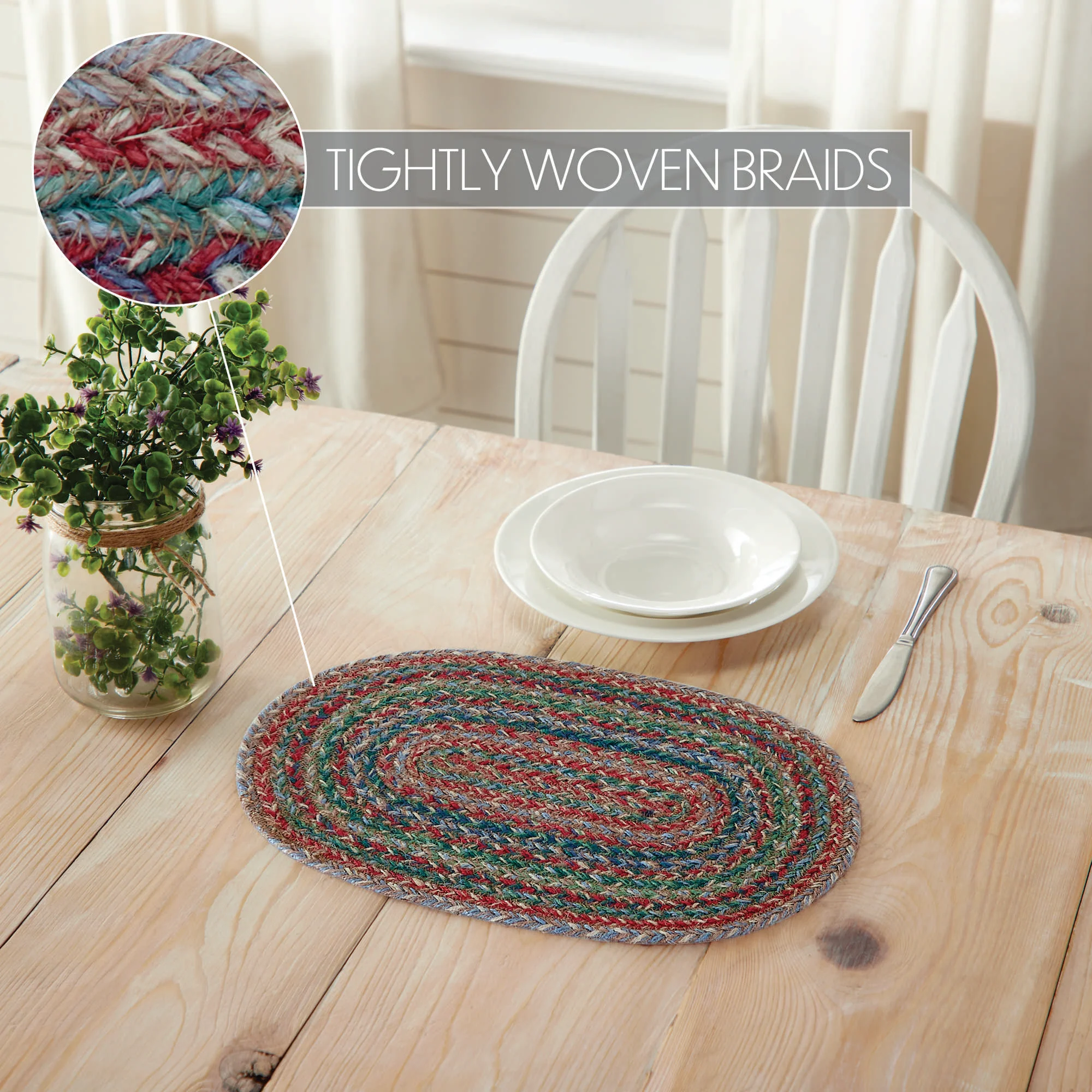 Multi-Colored Jute Oval 15" Placemat - Image 4