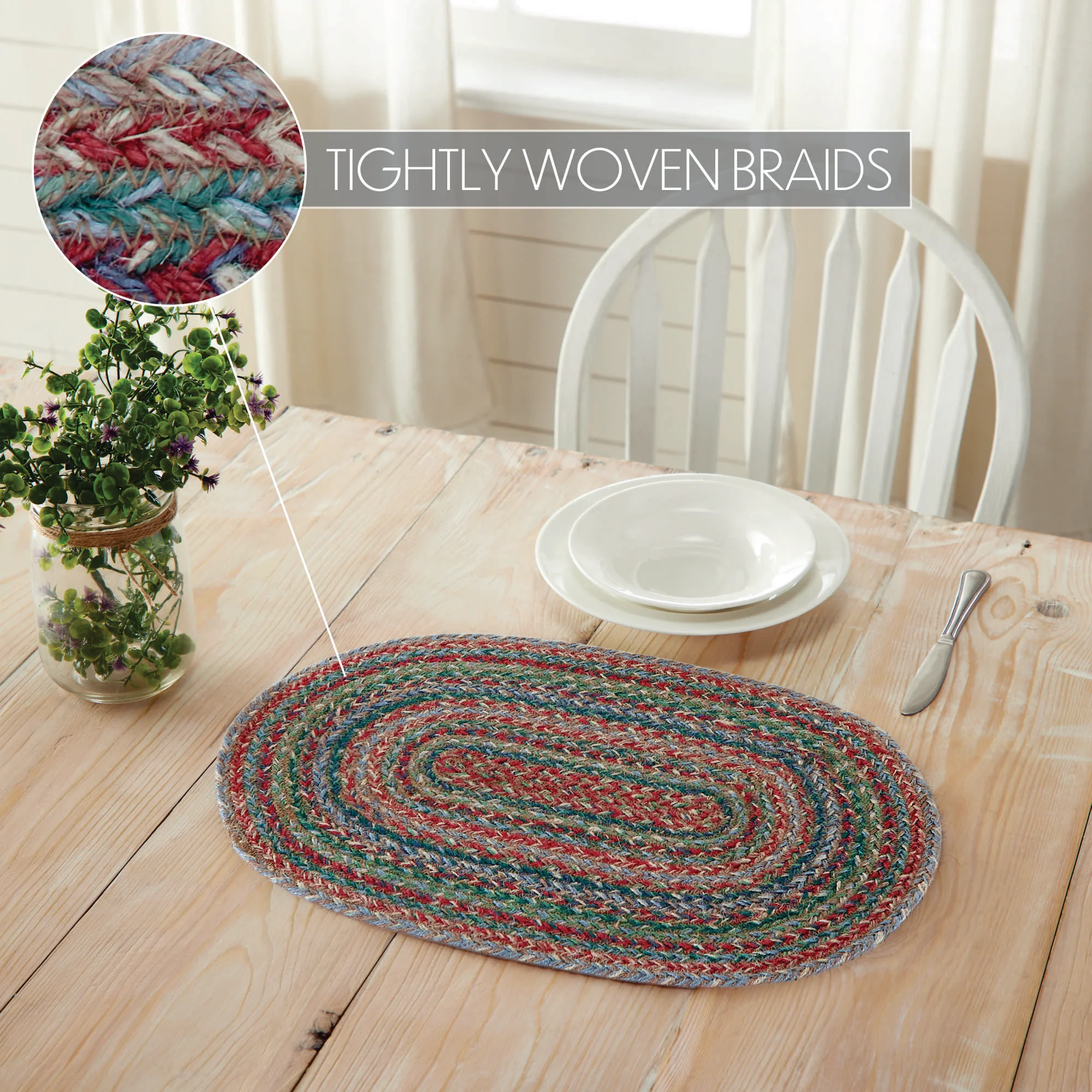 Multi-Colored Jute Oval 19" Placemat - Image 3
