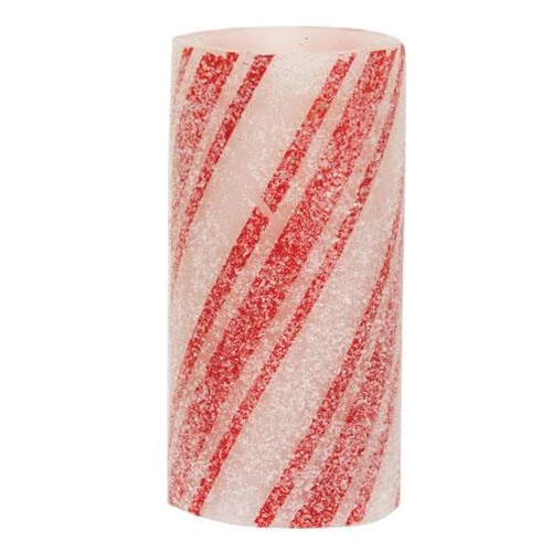 Multi-Stripe Candy Cane Timer 3" x 6" Pillar