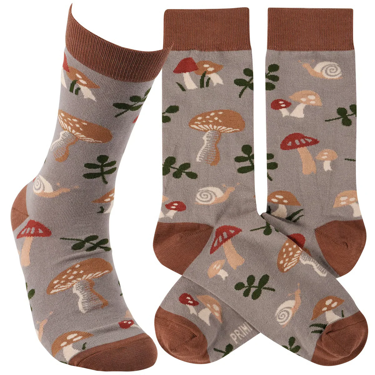 Mushroom and Snails Fun Novelty Socks