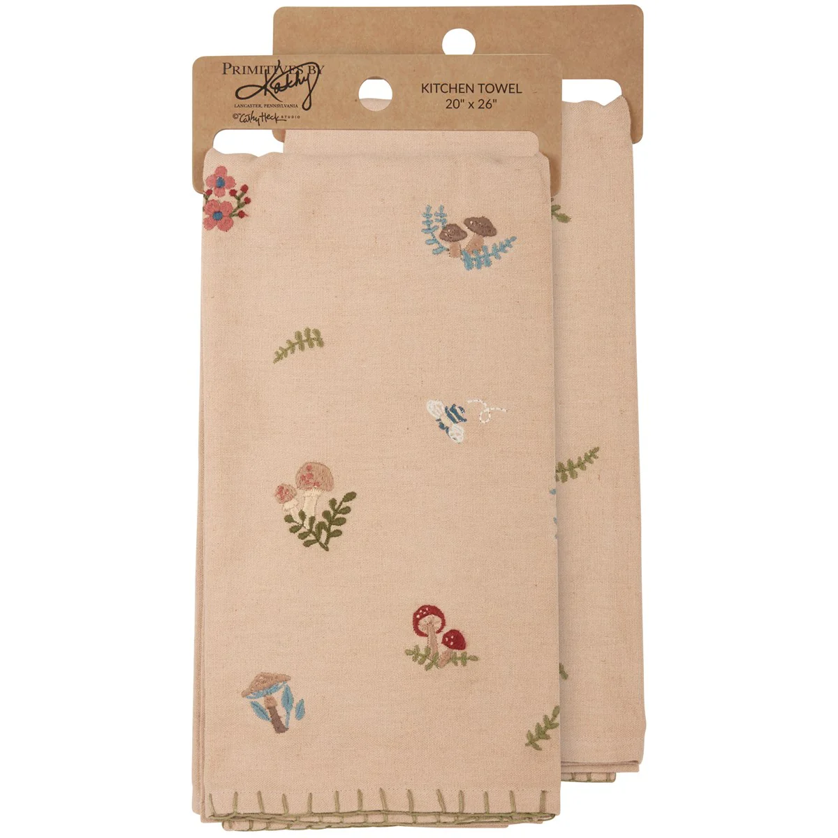 Mushroom Bees and Flowers Toss Kitchen Towel - Image 2